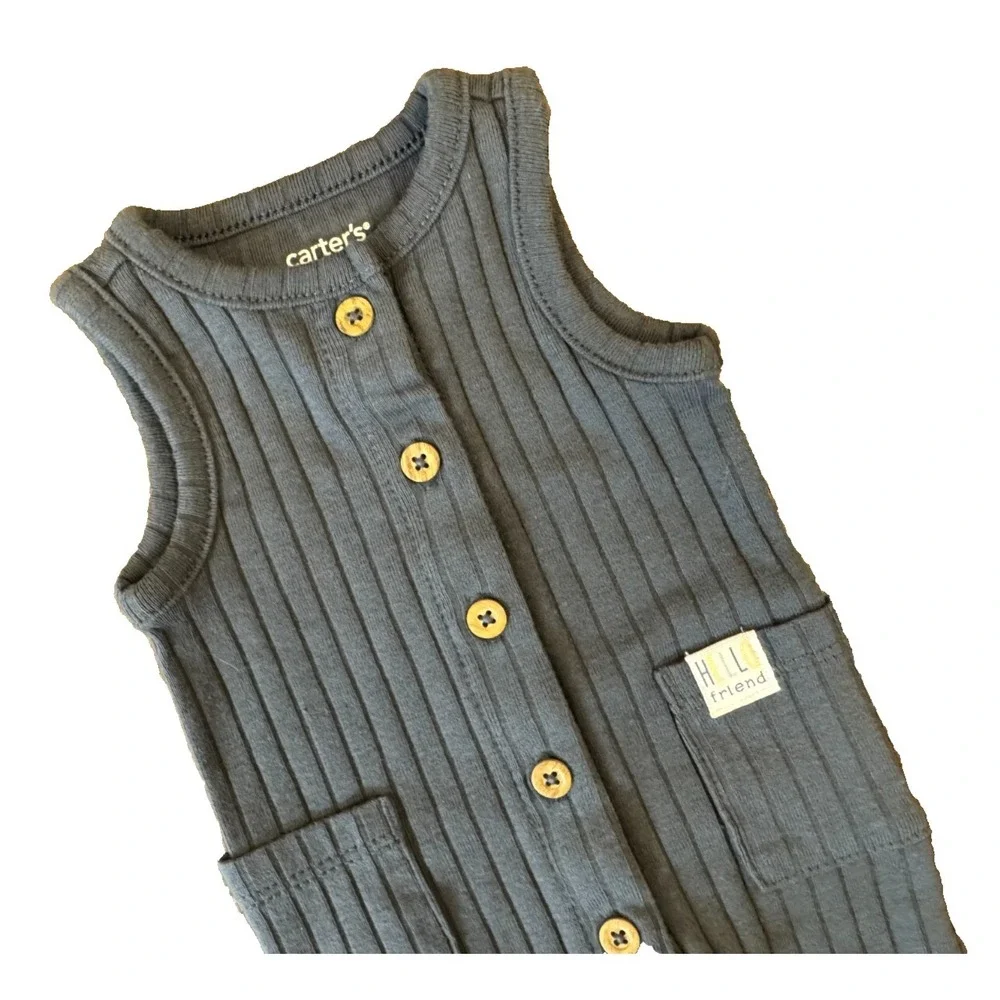 Carters Baby Outfit Boy Preemie‎ Romper Ribbed One Piece Sleeveless Hello Friend